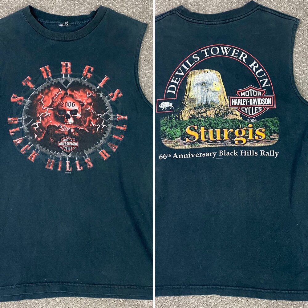 2006 Harley Davidson Sturgis Tank Top T Shirt Men's Medium Devil's Tower Run